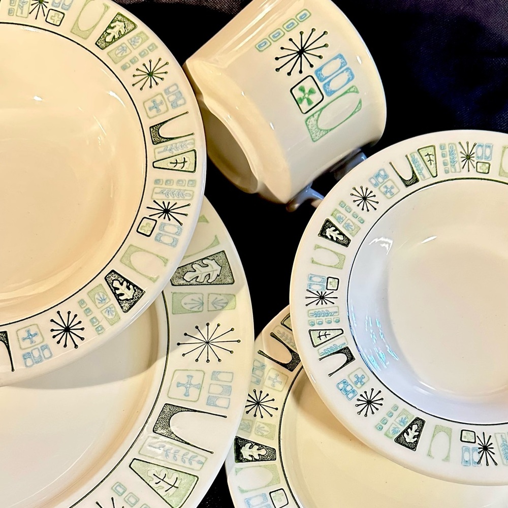 Taylor Geometric Ceramic Dinnerware - Cream and Black